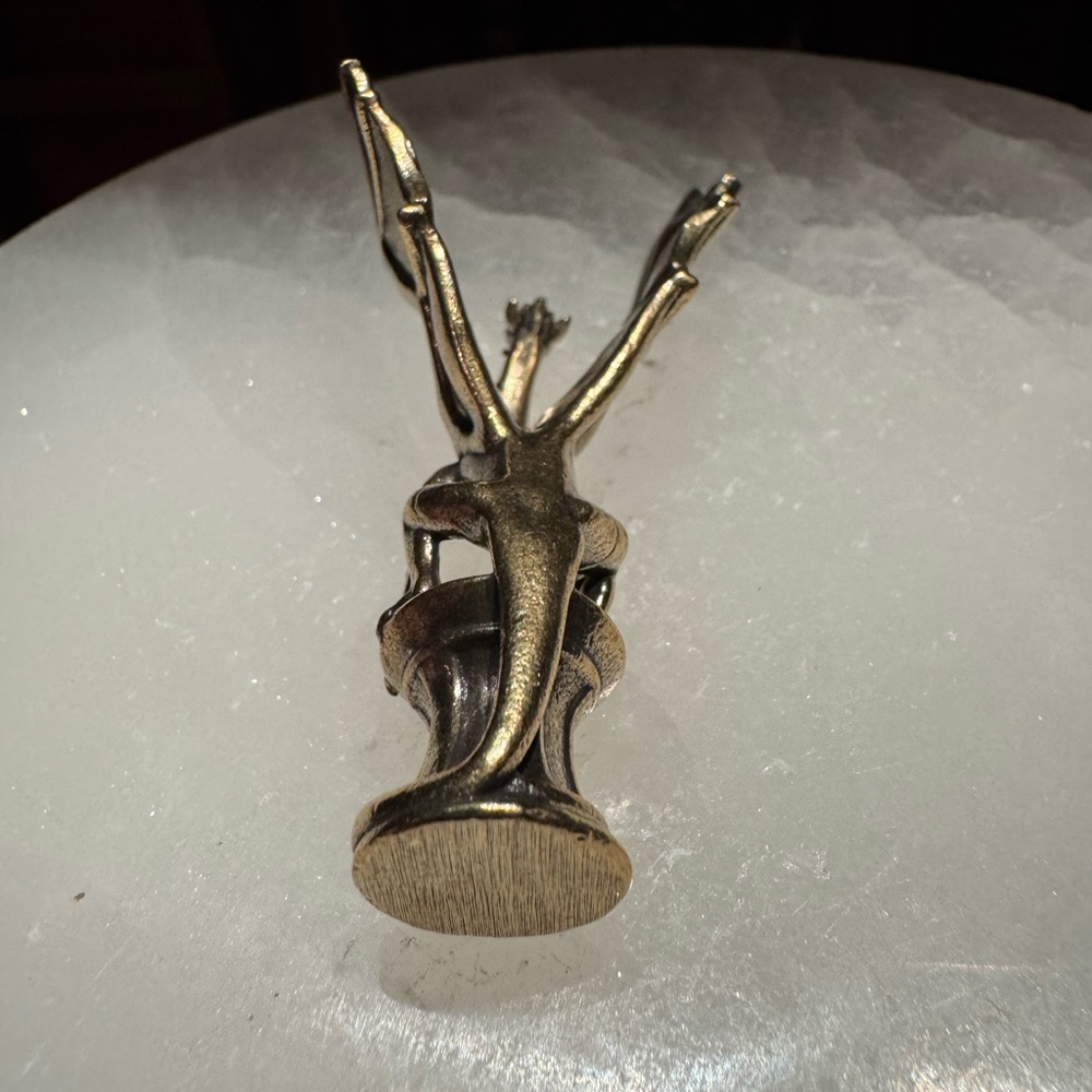 Solid Brass Dragon on Pedestal Vintage-style Sculpture Desk Decor - Picture 8 of 14